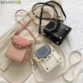 

Women Simple Crossbody Bag Acrylic Chain Lady Hit Color PU Leather Shoulder Pouch Female Messenger Satchel Tote Handbags