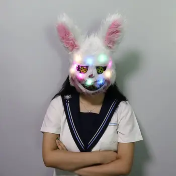 

2019 New Halloween Mask Bloody Killer Rabbit Mask Teddy Bear Halloween Plush Cosplay Horror Mask For Kids Adults Wild Wolf Scary