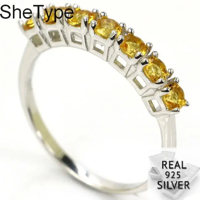 

22x3mm Elegant 2.1g Golden Citrine Real 925 Solid Sterling Silver Rings