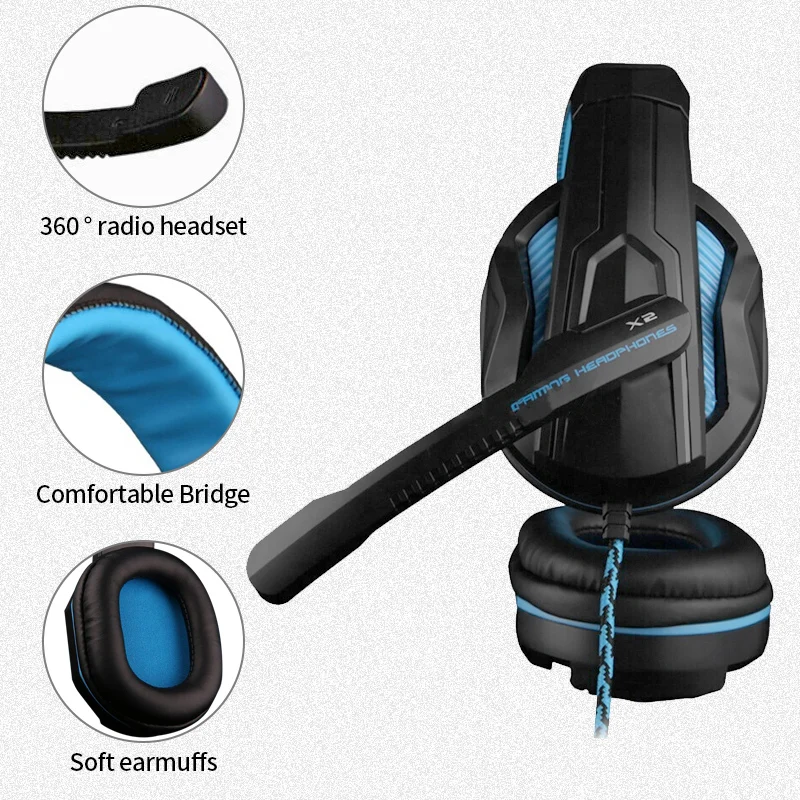 New PS4 Gaming Headset Professional Wired Headset LED Light Gamer Stereo Headset Computer Headset for PS4 PS3 Xbox Mens Gift