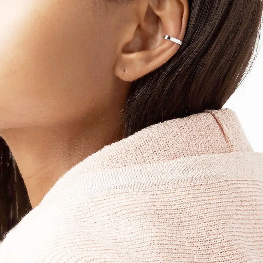 

925 sterling silver Handmade curve bar creative earrings stack ear cuff No Piercing minimalist wire wrap Jewelry gifts 1 pcs