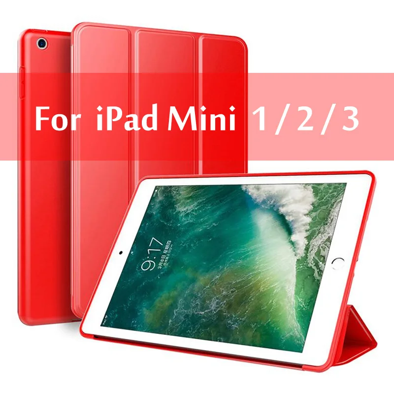Чехол для iPad Mini 4 3 2 1 чехол из искусственной кожи Силиконовый мягкий чехол для iPad Mini 5 чехол Funda - Цвет: Mini 123 Red