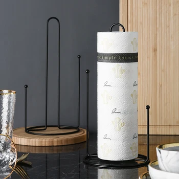 

Nordic kitchen vertical paper towel rack shelf creative table roll paper holder plastic wrap paper towel storage rack WF808245