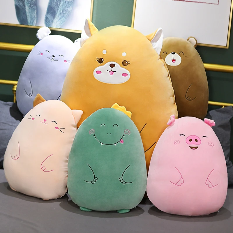 Горячая Huggable Супер kawaii Медведь собака кошка динозавр Свинья мышь плюшевая подушка чучело животных сна детские подарки Шиба игрушки