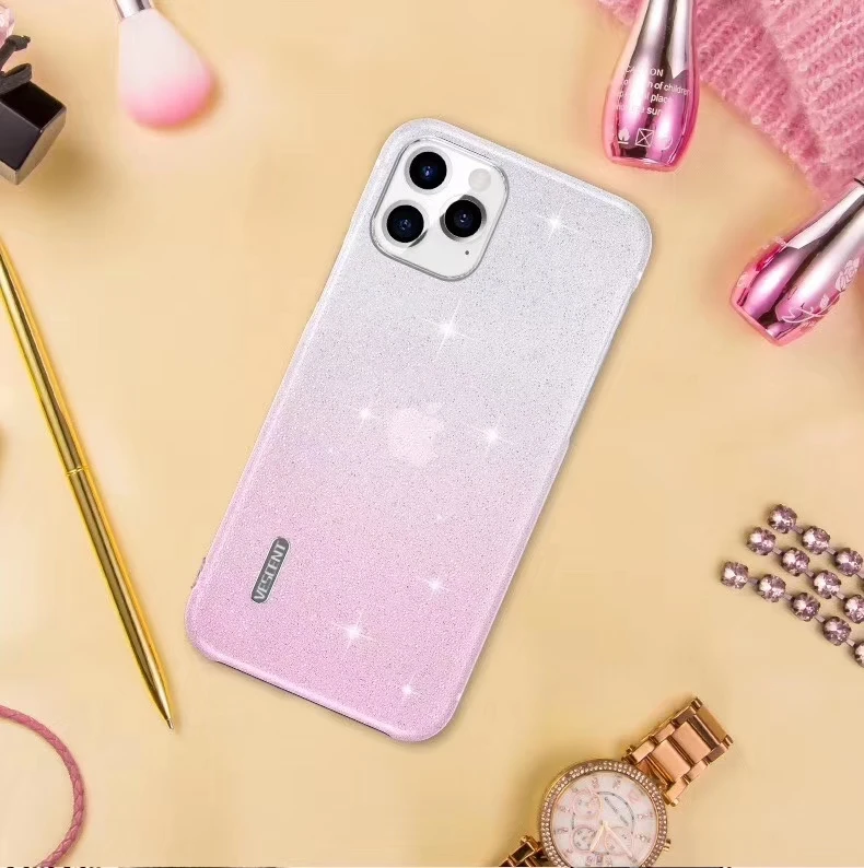 Силиконовый чехол с кристаллами для iPhone 11 Pro MAX, защитный чехол со звездами и бриллиантами для X Xs Max, задняя крышка - Цвет: Cherry pink