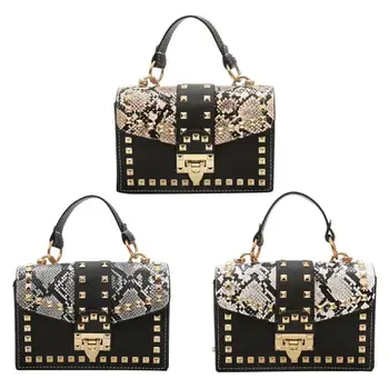 

New Fashion Handbags Multi-function Women PU Leather Crossbody Bags Serpentine Rivet Satchel Chain Shoulder Handbag