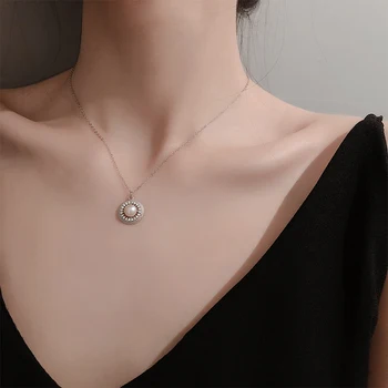 

Sterling Silver Pearl Pendant Necklace Rose Gold Valentine Gifts For Women Chain Fashion Dainty Luxury Jewelry Valentines Day