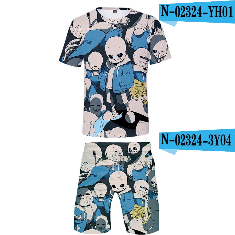 Kpop Frdun Tommee Undertale, комплект из двух предметов, летняя крутая Мужская футболка, пляжные шорты, Harajuku, уличная одежда, harajuku, комплекты с коротким рукавом - Цвет: C
