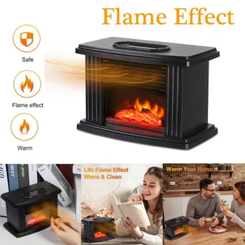 

Desktop Mini Electric Warmer 1000W Electric Heater Fireplace Modeling Warm Air Heater Desk Table Heater for Home Office