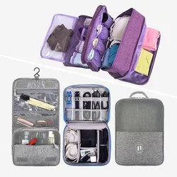 Bolsa de almacenamiento de cosméticos para mujer, bolsa de baño plegable, para ropa interior, zapatos, organizador de dispositivos digitales de alambre, accesorios de maleta de armario