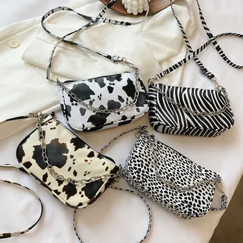 

Outdoor Shopping Accessaries Supplies Women Chain PU Leather Handbags Animal Pattern Casual Shoulder Crossbody Bags