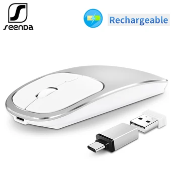 

SeenDa Metal Wireless Mouse Rechargeable Silent Click Mouse USB Type-C Mouse for Mackbook Notebook Laptop PC Ergonomic Mice