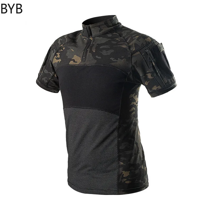 

Men Camouflage Combat Tactical Short Sleeve T-shirt ACU CP Tee Tops Military Hunting Hiking Uniform Airsoft Absorb Sweat Costume