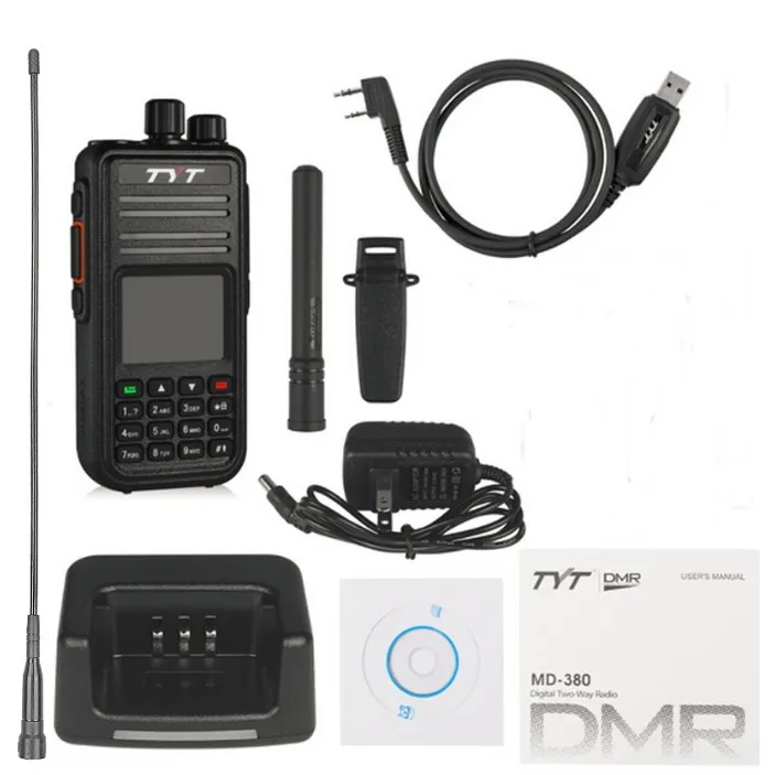 TYT MD-380 двухканальные рации DMR цифровой VHF UHF дальность двухстороннее радио 5 Вт MD 380 приемопередатчик Ham Радио Amador+ программный кабель