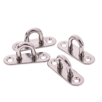 

4pcs M5 304 Stainless Steel Oval Door Buckle Hanging Plate Fixing Buckle Pad Eye Plate Staple Ring Hook