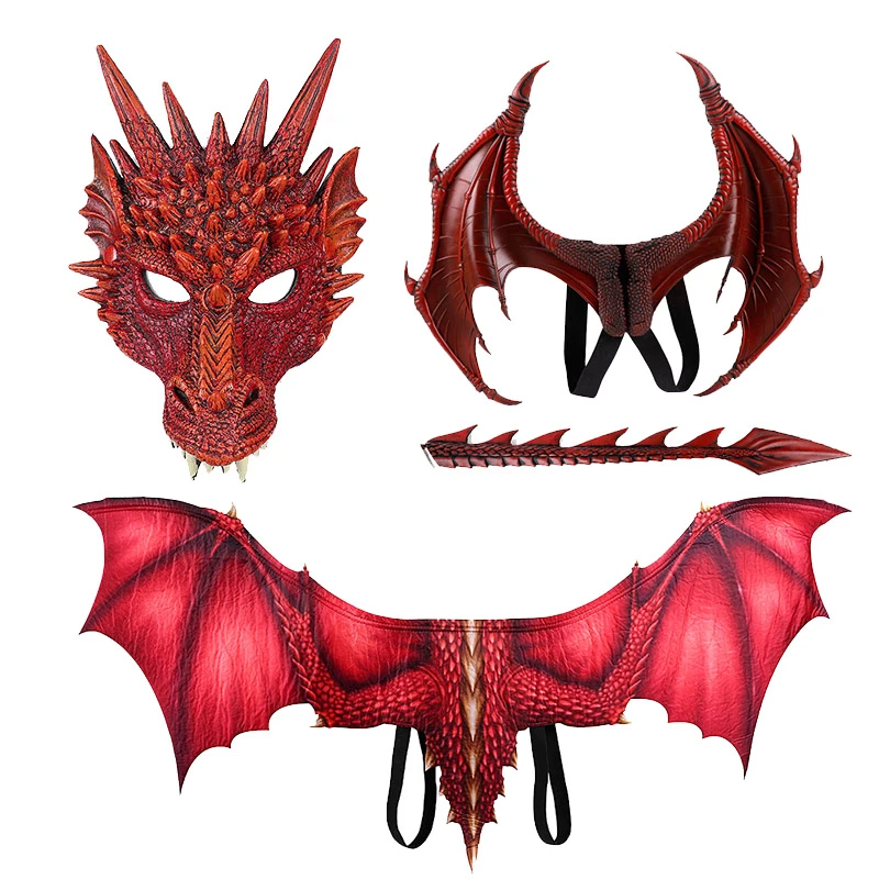 Halloween Dragon Cape Wings Cosplay Carnival Wings For Adults Red