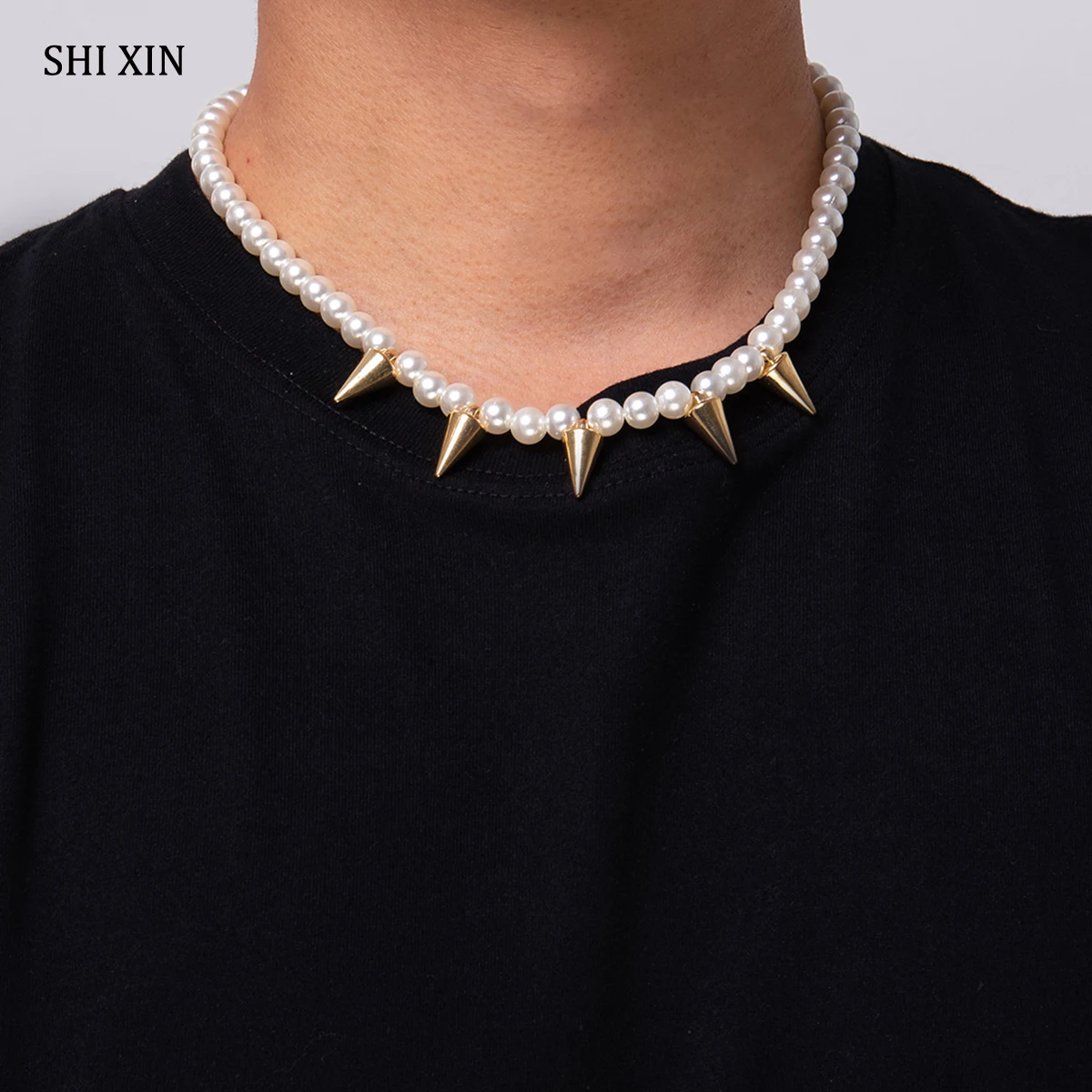 Подвеска SHIXIN с жемчугом золотого/серебряного цвета шипами короткое