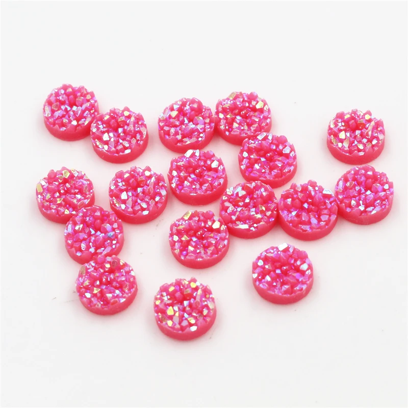 

New Fashion 8mm 10mm 40pcs watermelon AB Colors Natural ore Style Flat back Resin Cabochons For Bracelet Earrings accessories