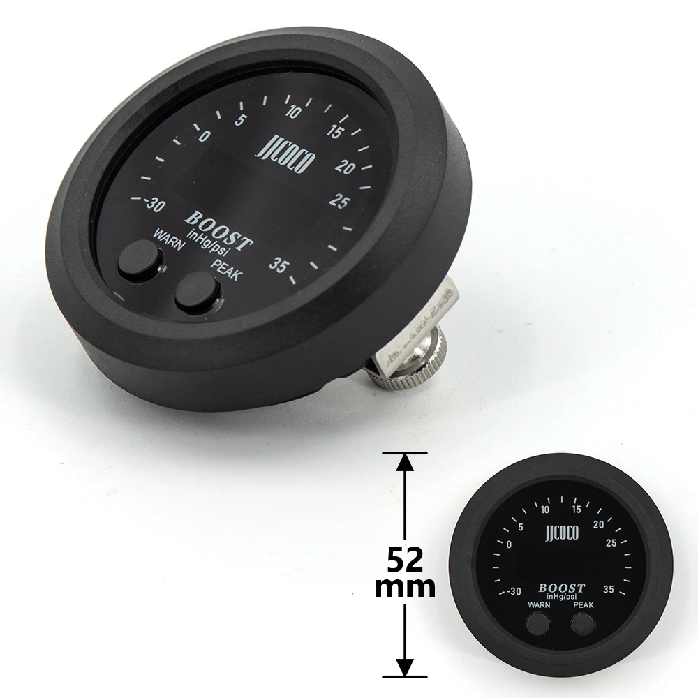 Automotive Pressure Gauge Uviversal 52mm Digital-30in/Hg-35psi Electronic Turbo Boost Gauge Ultra-Thin Turbo Boost Meter Vacuum Gauge 12v 24v