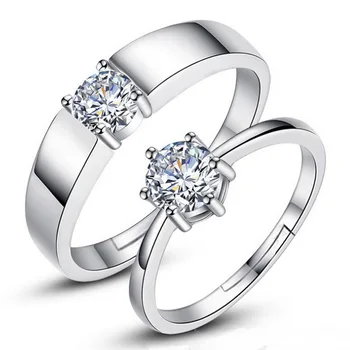 

CHAMSS Korean Single Diamond Open Couple Wedding Ring Simple Fashion Female Valentine's Day Gift