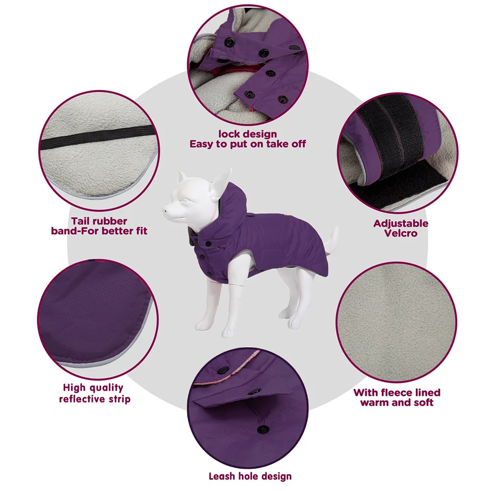 Водонепроницаемая зимняя шапочка для домашних собак, съемная одежда, теплый пуховик, светоотражающее пальто, S-XXL, толстовки для чихуахуа, маленьких и средних собак