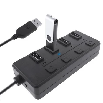 

USB Hub 4 Port 3.0 High Speed 5Gbps USB 3.0 Hub Splitter On/Off Switch Adapter for MacBook Laptop PC