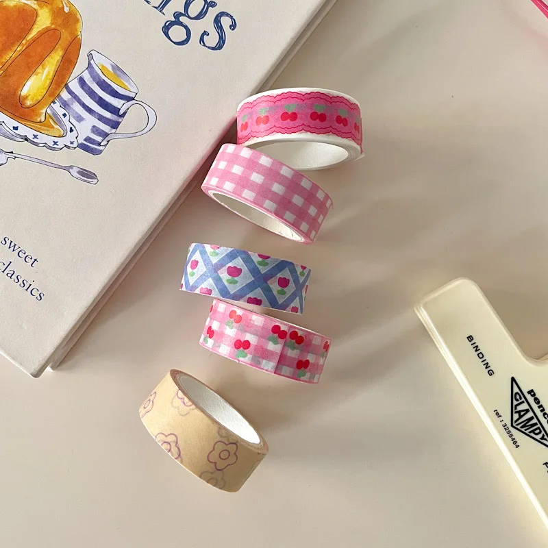 MINKYS New 5M Kawai Pink Cherry Washi Tape Scrapbooking Journal Scene Frame Decoration Cute Sticker School Stationery 2