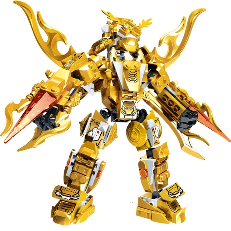 

Ninjagoed Series New 318pcs Golden Mecha Model Compatible with Legoinglys Ninjagoes Model Building Blocks Toys for Children