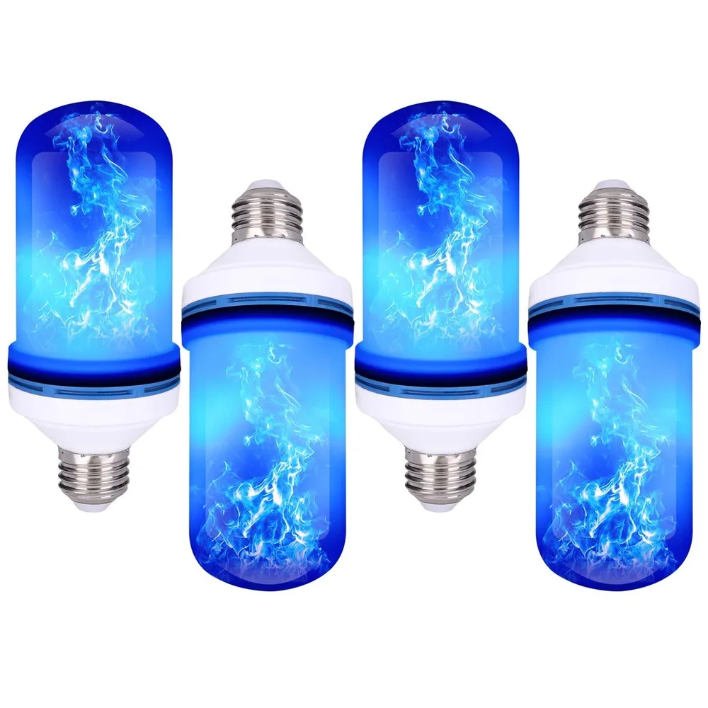 

4pcs/ lot E27 E26 LED blue Flame Effect Light Bulb for Halloween Decorations /Hotel/Bar/Christmas Party Decoration