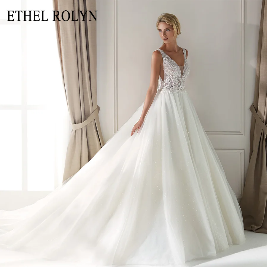 ETHEL ROLYN сексуальное винтажное свадебное платье с v образным вырезом сзади 2020