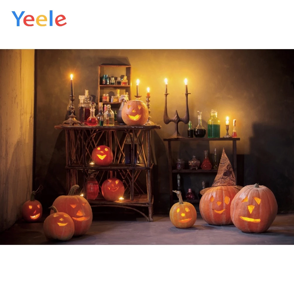 

Halloween Backdrop Chemistry Lab Pumpkin Lantern Room Vinyl Photography Backgrounds For Photo Studio Photophone Photozone Shoot