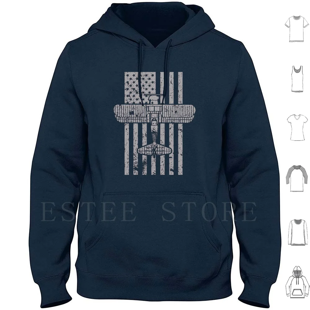 

Stearman Biplane Classic Airplane Vintage Flag Pilot Hoodie Long Sleeve Stearman Airplane Biplane Aerobatics Pilot Bi Plane