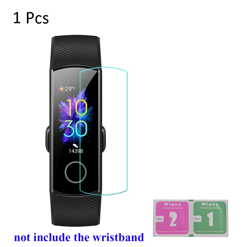 Мягкая пленка умный браслет в виде часов протектор ультра-тонкий высокий прозрачный чехол для HONOR Band 5 протектор экрана - Цвет: 1pc with wipe