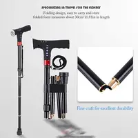 Adjustable Folding Cane With Alarm Led Light Radio And Cushionable T-handle Hiking Poles Cane Walking Stick For Elder Crutch 1