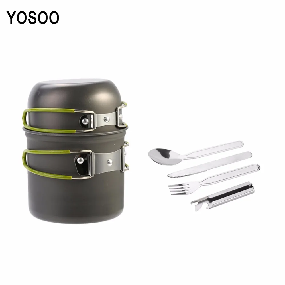 Outdoor Camping Cookware Set Portable Tableware Cooking Travel Pot Pan