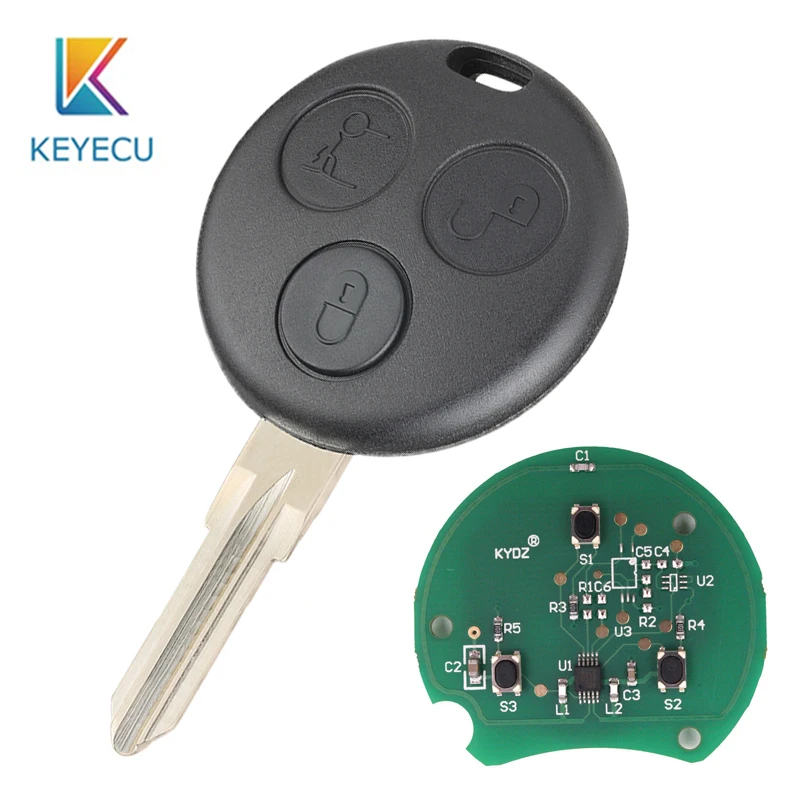 

KEYECU for Mercedes Benz Smart City Fortwo Forfour Roadster 450 Remote Key Fob 3 Button 433MHz 2000 2001 2002 2003 2004 2005