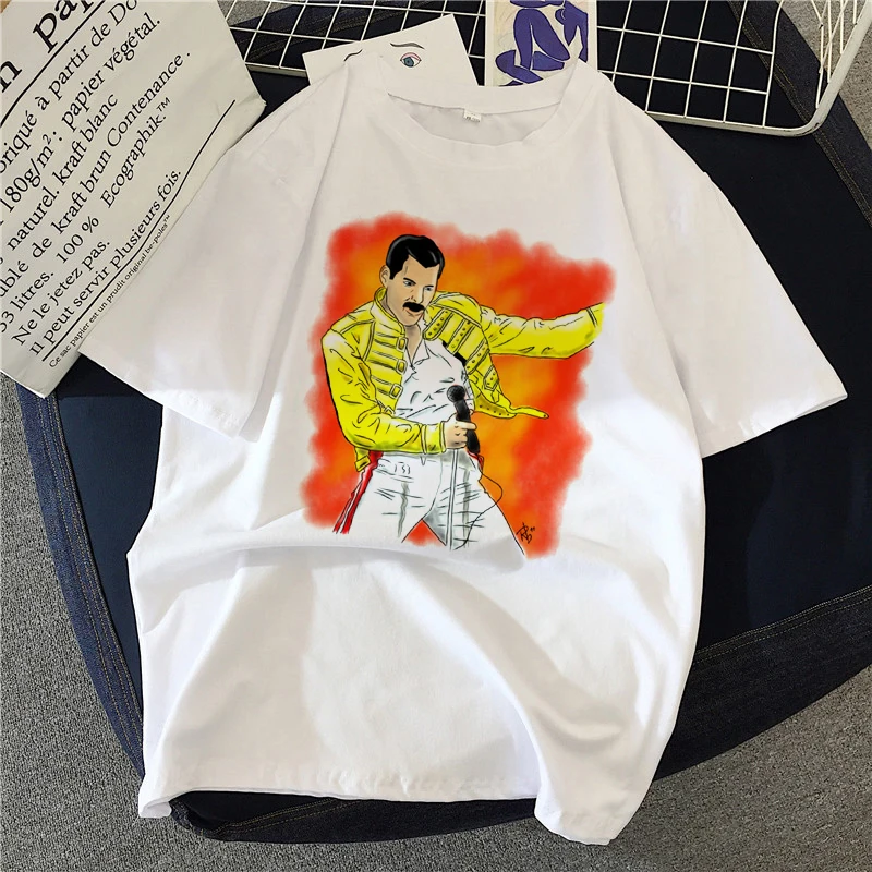 Graphic tees tops Lead singer of rock queen tshirts women funny t shirt white Tops casual short Camisetas Mujer_T-Shirt