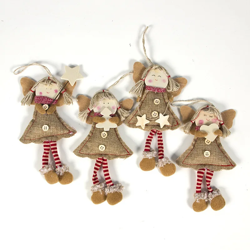 Деревянная кукла-Ангел в виде улыбки, детские игрушки, подвесная Рождественская елка, милые вечерние украшения для девочек на год, Рождественское украшение для дома