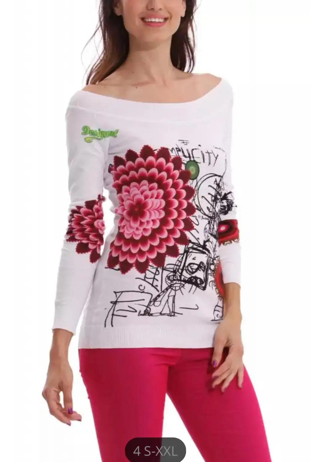 DESIGUAL мода Испания Deg стиль мульти Тип эластичный с длинными рукавами один воротник трикотаж джерси. s-xxL