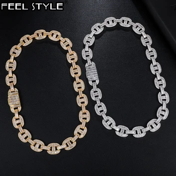 

Hip Hop Iced Out Miami Baguette 16MM Big Box Clasp Cuban Necklaces Silver Plated Cubic Zirconia Necklace For Men Choker Jewelry