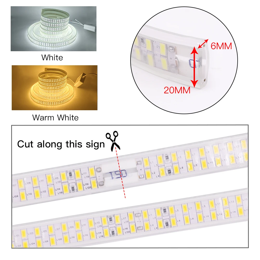 5630 5730 Led Strip Light 220V Waterproof Super Brighter Double Row  Flexible Led Tape 240Leds/m LED Light Strip White Warm White|LED Strips| -  AliExpress