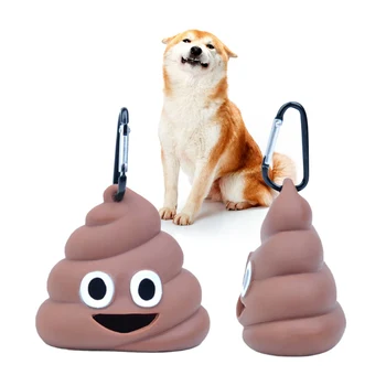 

Pet Poop Bag Dispenser Outdoor Portable Holder Cute Shit-shaped Dog Cat Waste Bags Pets Cleaning Products with Funny Shape