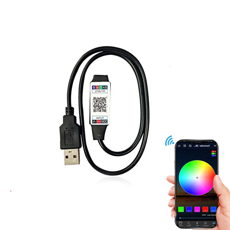 1M 5V USB Bluetooth Controller 4pin 5050 2835 RGB LED Strip Light 4 Pin Connector Phone APP Contrl Tape TV Backlight Decor