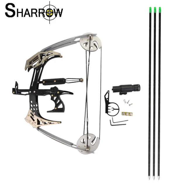US $87.74 1set 25lbs Archery Metal Compound With Arrows Sight Infrared Aiming Mini Hand Grip Hunt