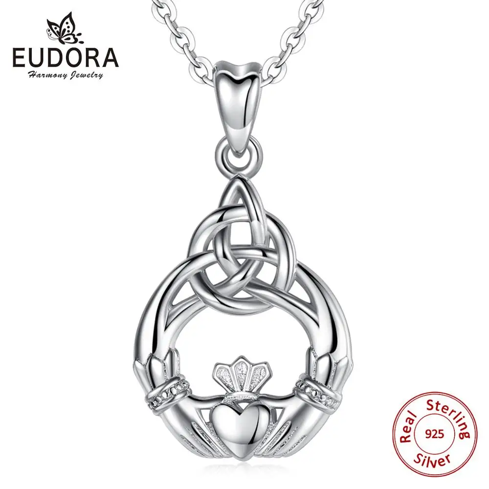 Eudora,, 925 пробы, серебряное ожерелье, кельтский узел, Клэдда, подвески с шармами, ожерелья для женщин, модное ювелирное изделие, подарок-сюрприз, D189