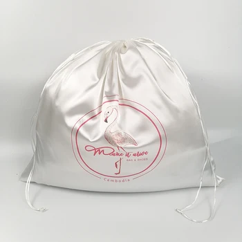 

Custom Logo silk satin Drawstring Bag HandBag Shoes Clothes Home storage Travel Organizers storage bag 50pcs/lot