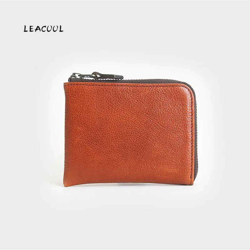 

Handmade Genuine Leather Coin Purse Men Woman Vintage Small Mini Zipper Wallets Case Storage Bag Card Holder Pocket Male Female
