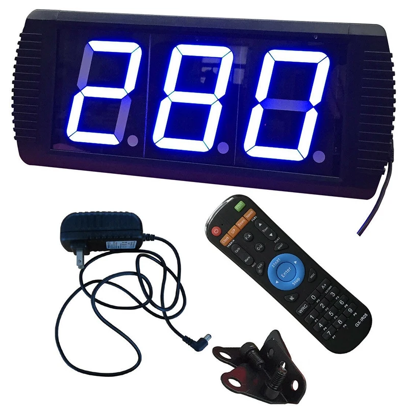 

US Plug ,LED Counter 4 Inch 3 Digits 999 Seconds Blue Wireless Remote Control Countdown Digital Electronic Timing Timer