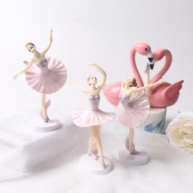 3Pcs Beautiful Dancing Girl Toy Elegant Home Decor Long Service Life Ballet Girl Cake Picks for Kids 2