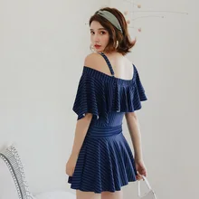 Купальник женское платье-консервативное покрытие живота для похудения сексуальный корейский стиль купальный костюм пуш-ап пузырь горячий весенний купальник